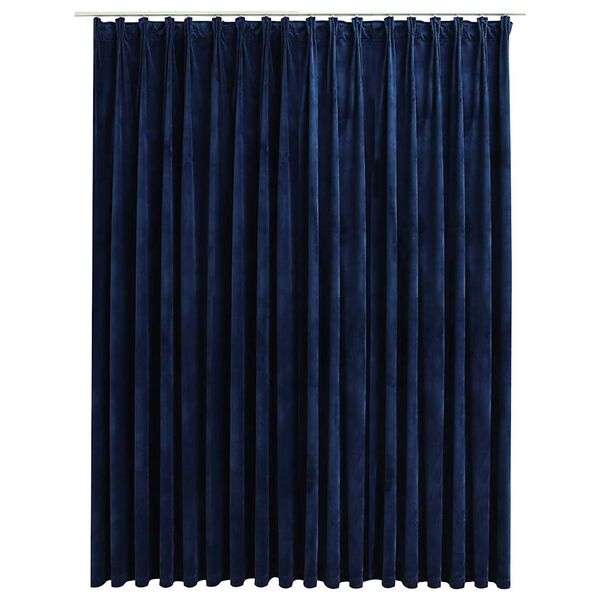 vidaXL Cortina opaca con ganchos terciopelo azul oscuro 290x245 cm