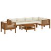 vidaXL Muebles de jard&iacute;n 7 pzas cojines crema madera maciza de acacia