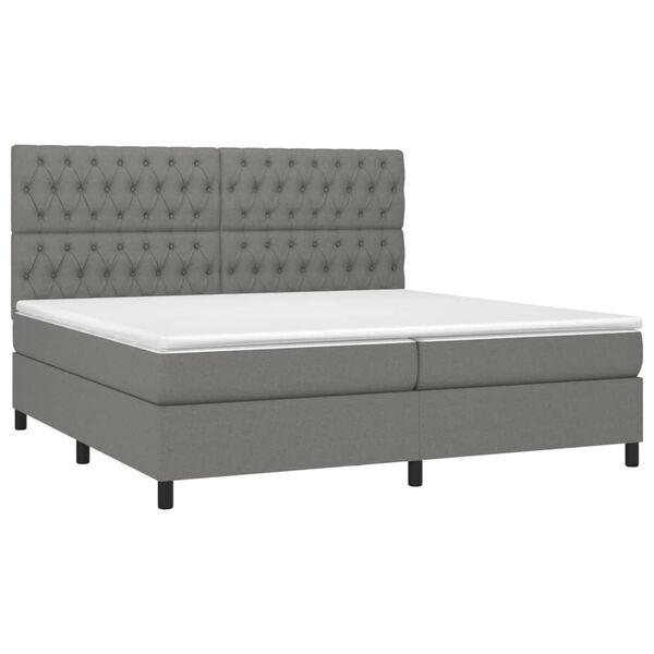 vidaXL Cama box spring colch&oacute;n y luces LED tela gris claro 200x200 cm