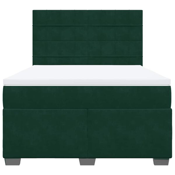vidaXL Cama box spring con colch&oacute;n terciopelo verde oscuro 140x200 cm