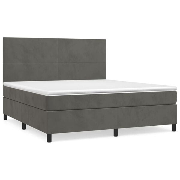 vidaXL Cama box spring con colch&oacute;n terciopelo gris oscuro 160x200 cm