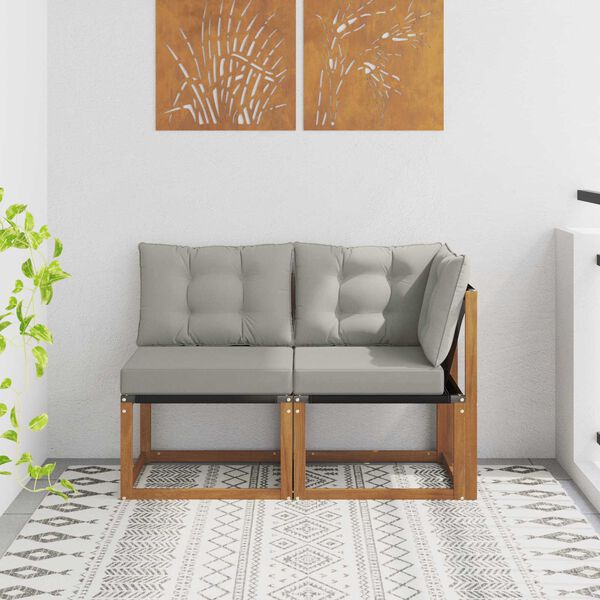 vidaXL Sof&aacute; de esquina y centro para exterior 2 Pieza Natural