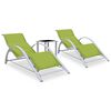 vidaXL Tumbonas con mesita 2 unidades aluminio verde