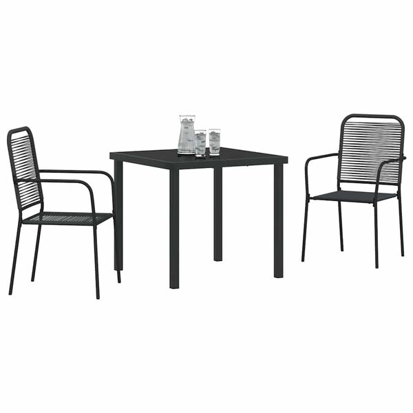 vidaXL Conjunto de Comedor de Jard&iacute;n 3 pcs Negro