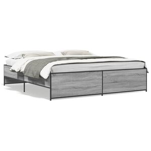 vidaXL Estructura cama madera ingenier&iacute;a metal gris Sonoma 180x200 cm