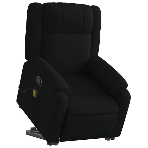 vidaXL Sill&oacute;n reclinable de masaje elevable tela negro