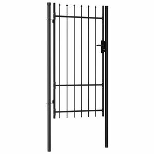 vidaXL Puerta de valla BOXTEL de una puerta con punta de pincho de acero, 1x1,75 m, negro