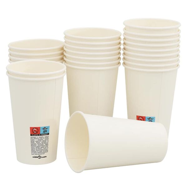 vidaXL Tazas de café de papel 1000 uds 16oz 400ml blanco