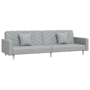 vidaXL Sof&aacute; cama de 2 plazas con dos almohadas tela gris claro