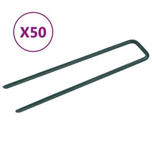 vidaXL Clavos para c&eacute;sped artificial 50 piezas de hierro forma de U