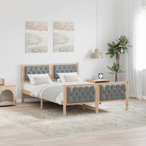 vidaXL Estructura de cama con cabecera Gris Claro 150 x 200 cm