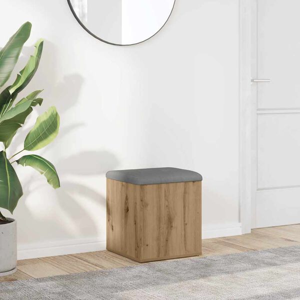 vidaXL Banco almacenaje madera ingenier&iacute;a roble artesanal 42x42x45 cm