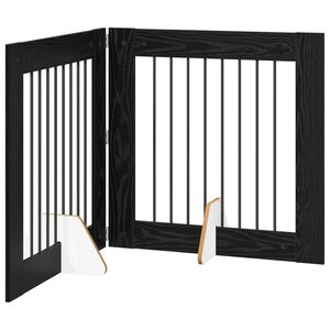 vidaXL Puerta para perros plegable con soportes 2 uds. Roble Negro
