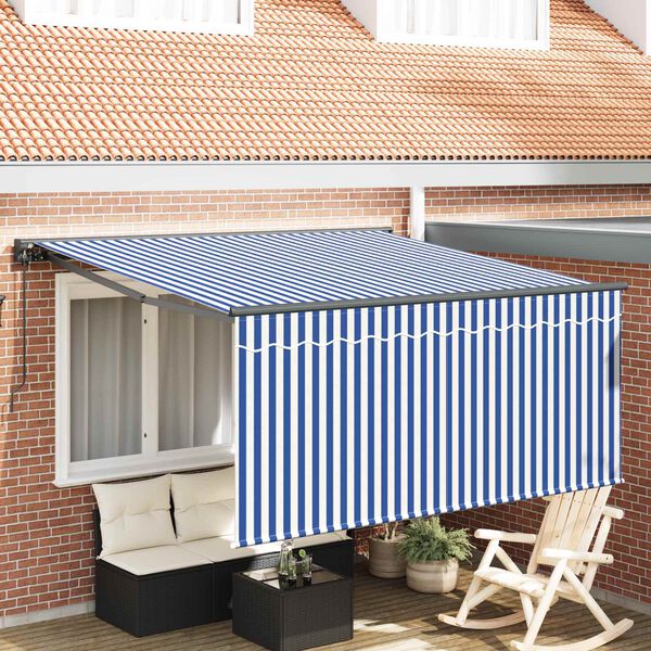 vidaXL Toldo Retr&aacute;ctil Manual Azul y 300 x 250 cm Poli&eacute;ster y Aluminio