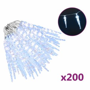 vidaXL Luz de car&aacute;mbano navide&ntilde;a (200 LED, blanco fr&iacute;o, 20 m, acr&iacute;lico, PVC)