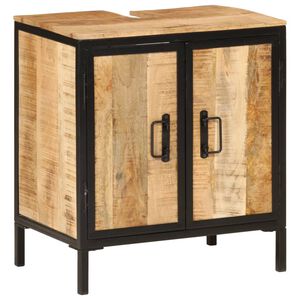 vidaXL Mueble de ba&ntilde;o madera maciza de mango y hierro 55x35x60 cm