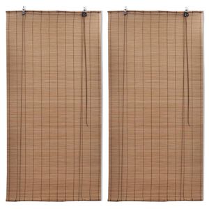 vidaXL Estor enrollable de bamb&uacute; 2 unidades marr&oacute;n 80x160 cm