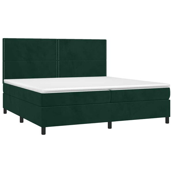 vidaXL Cama box spring con colch&oacute;n terciopelo verde oscuro 200x200 cm