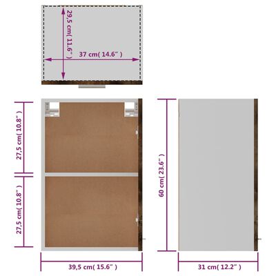 vidaXL Mueble de TV colgante madera marrón roble 39,5x31x60 cm