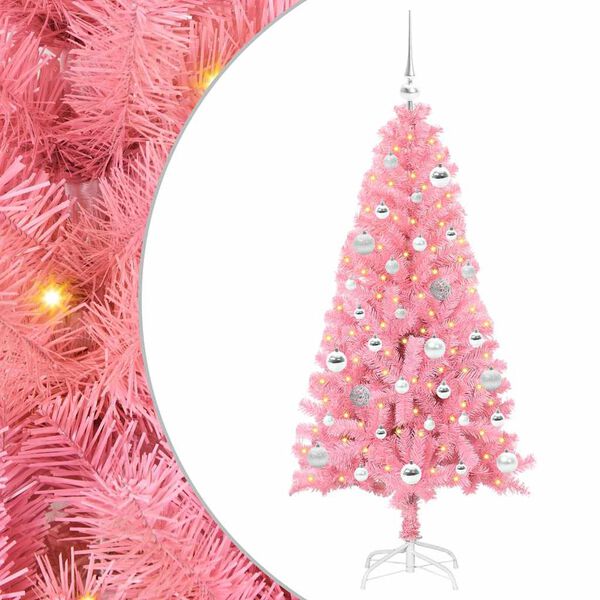 vidaXL Árbol de Navidad con 150 LED con soporte Rosa 150 cm PVC