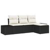 vidaXL Conjunto de sof&aacute; de jard&iacute;n 4 pcs Negro y crema rat&aacute;n sint&eacute;tico