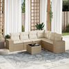 vidaXL Set sof&aacute;s de jard&iacute;n 7 piezas y cojines rat&aacute;n sint&eacute;tico beige