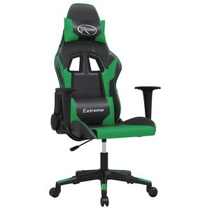 vidaXL Silla gaming cuero sint&eacute;tico negro y verde