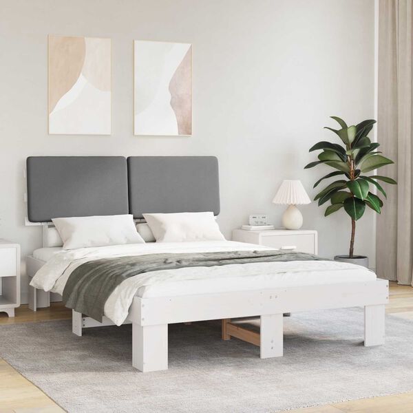 vidaXL Estructura de Cama con Cabecera Tapizada Gris Claro