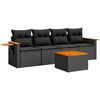 vidaXL Set de muebles de jard&iacute;n 5 pzas y cojines rat&aacute;n sint&eacute;tico negro
