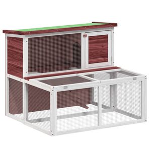 vidaXL Conejera de madera maciza de pino moca 102x90x84,5 cm