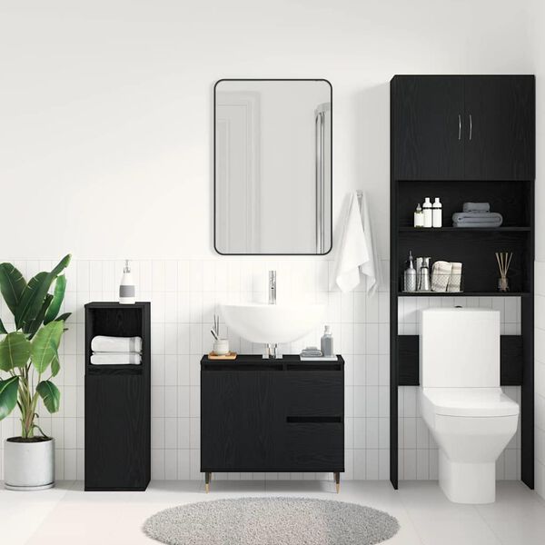 vidaXL Gabinete de Ba&ntilde;o con caj&oacute;n Roble Negro 65 x 33 x 60 cm