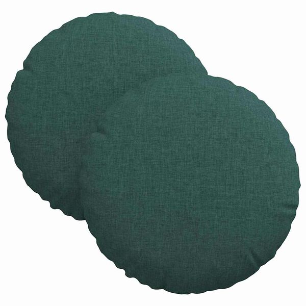vidaXL Cojines para asiento 2 pcs Verde oscuro &Oslash;30 x 13 cm tela