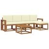 vidaXL Conjunto de sof&aacute;s de exterior 6 uds. 5 plaza Natural y Crema
