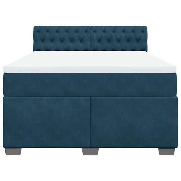 vidaXL Cama box spring con colch&oacute;n terciopelo azul 160x200 cm