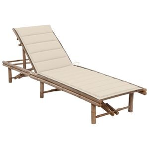 vidaXL Tumbona de jard&iacute;n con coj&iacute;n bamb&uacute;