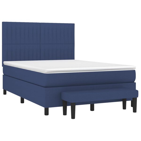 vidaXL Cama box spring con colch&oacute;n tela azul 140x200 cm