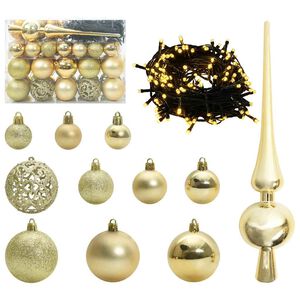 vidaXL Juego de Esferas de Navidad 61 uds. 150 LED Blanco C&aacute;lido