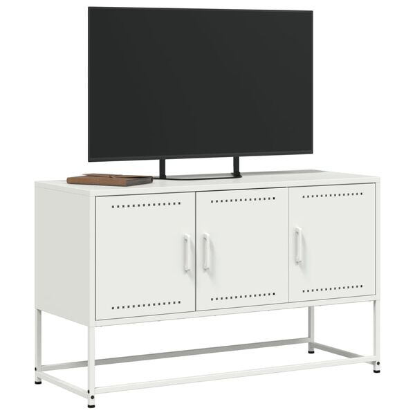 vidaXL Mueble para TV de acero blanco 100,5x39x60,5 cm