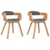 vidaXL Silla de comedor 2 uds madera curvada y tela gris claro
