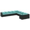 vidaXL Set de sof&aacute;s de jard&iacute;n y cojines 10 pzas rat&aacute;n sint&eacute;tico negro