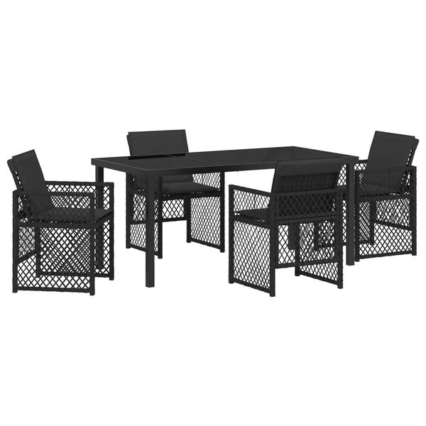 vidaXL Conjunto de Comedor de Jard&iacute;n 5 pcs Negro rat&aacute;n sint&eacute;tico