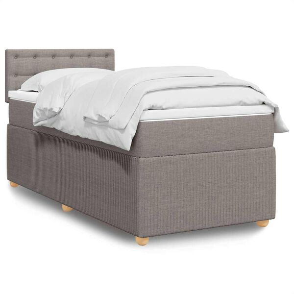 vidaXL Cama box spring con colch&oacute;n tela gris taupe 100x200 cm