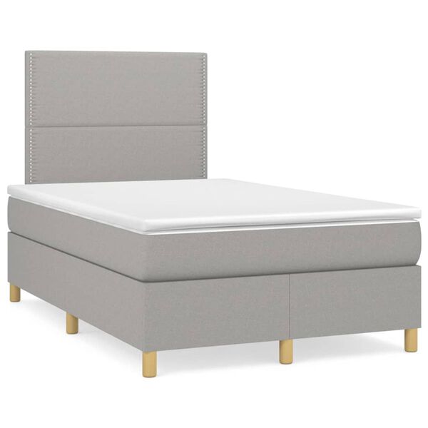 vidaXL Cama box spring con colch&oacute;n tela gris claro 120x200 cm