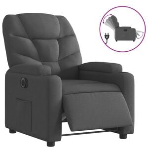 vidaXL Sill&oacute;n reclinable el&eacute;ctrico de tela gris oscuro