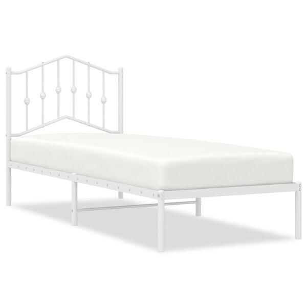 vidaXL Estructura cama sin colch&oacute;n con cabecero metal blanco 80x200 cm