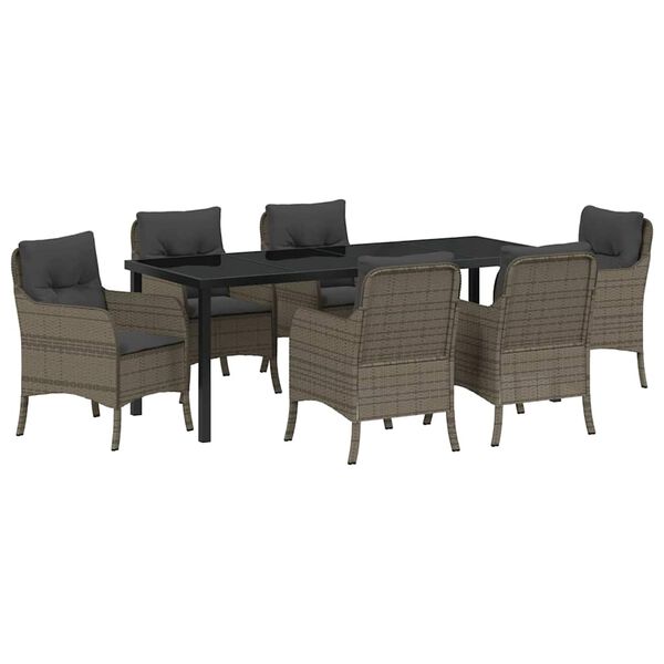 vidaXL Conjunto de Comedor de Jard&iacute;n 7 pcs Gris rat&aacute;n sint&eacute;tico