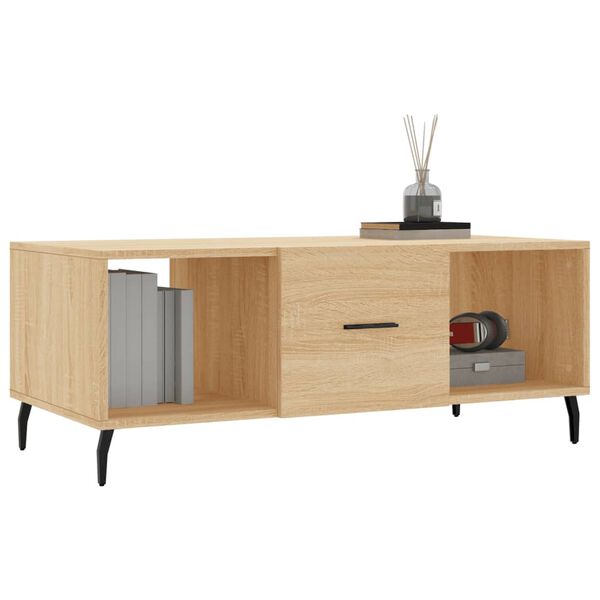 vidaXL Mesa de centro madera contrachapada roble Sonoma 102x50x40 cm