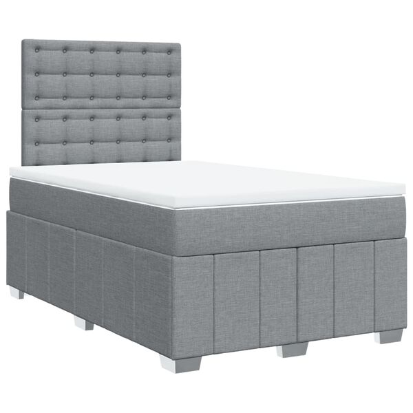 vidaXL Cama box spring con colch&oacute;n tela gris claro 120x190 cm