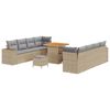 vidaXL Conjunto de sof&aacute; de jard&iacute;n 11 uds. Beige rat&aacute;n sint&eacute;tico