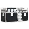 vidaXL Litera con cortinas madera maciza pino blanco y negro 75x190 cm